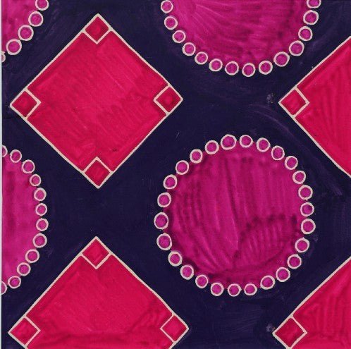 Original textile design of squares and circles - Natalia Willmott