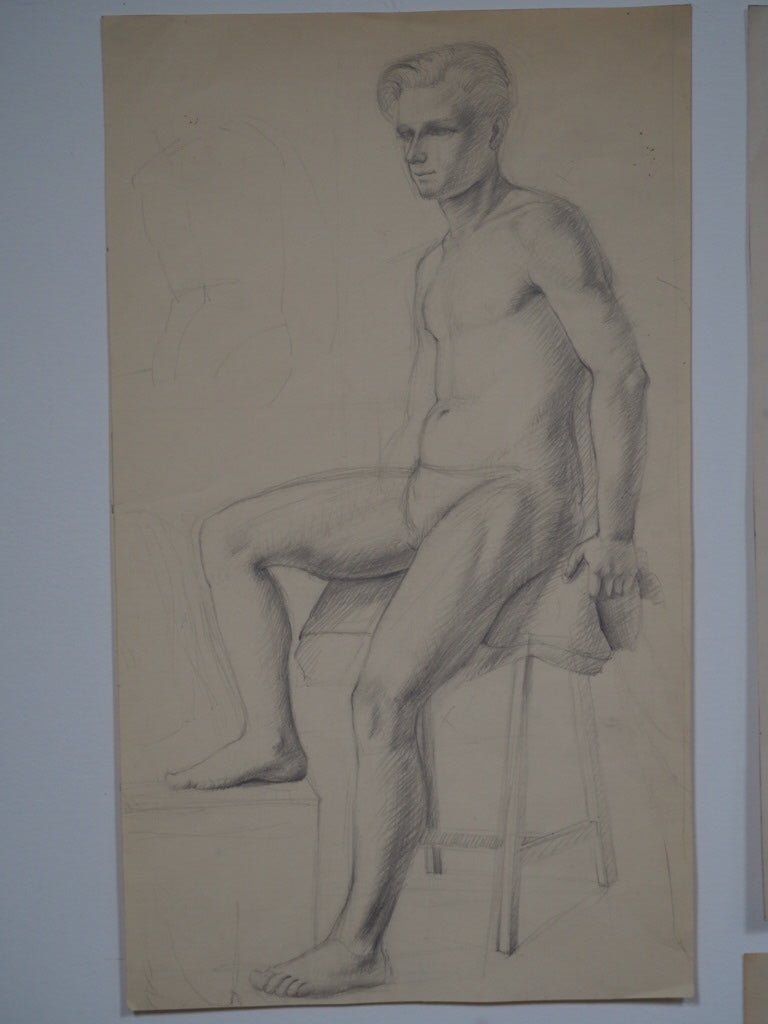 Pencil drawing nude of a man by Jean Clark - Natalia Willmott