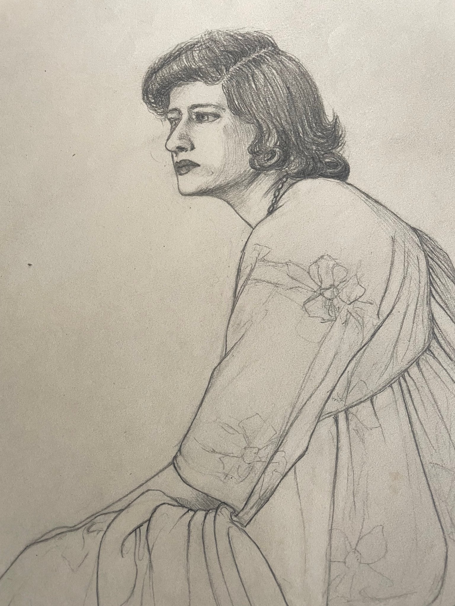 Pencil drawing of a lady by Hilda Clegg - Natalia Willmott
