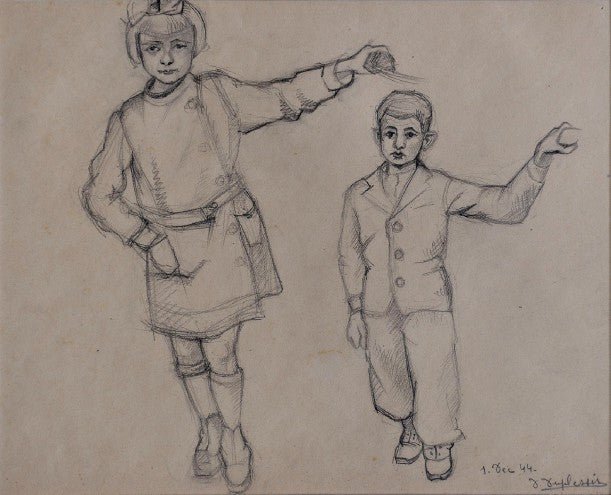 Pencil drawings of a boy and a girl - Natalia Willmott