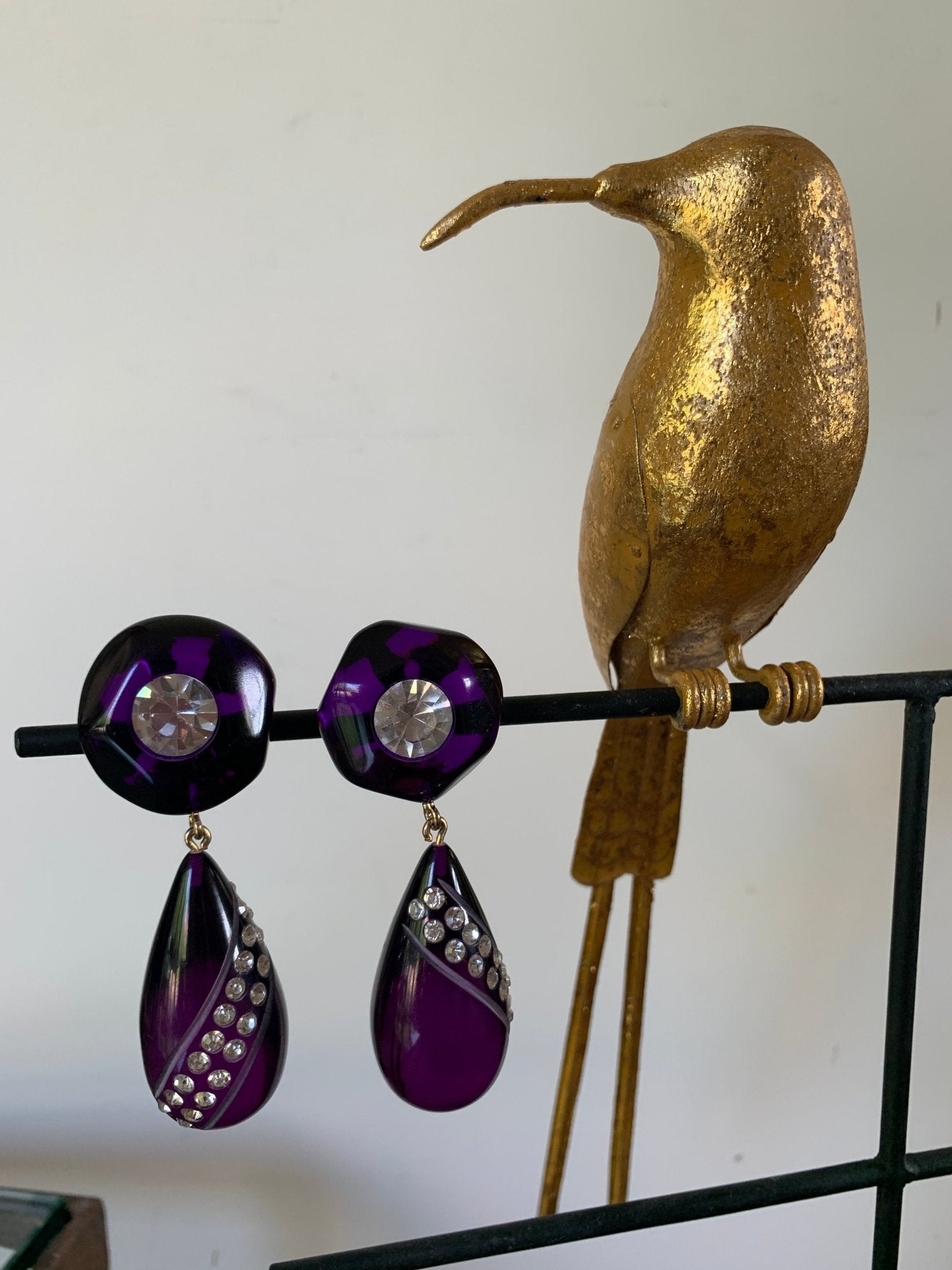 Purple Plexiglas Christian Lacroix vintage clip on earrings - Natalia Willmott