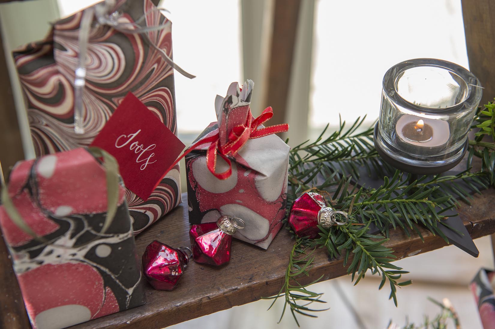 Set of red Christmas baubles - Natalia Willmott