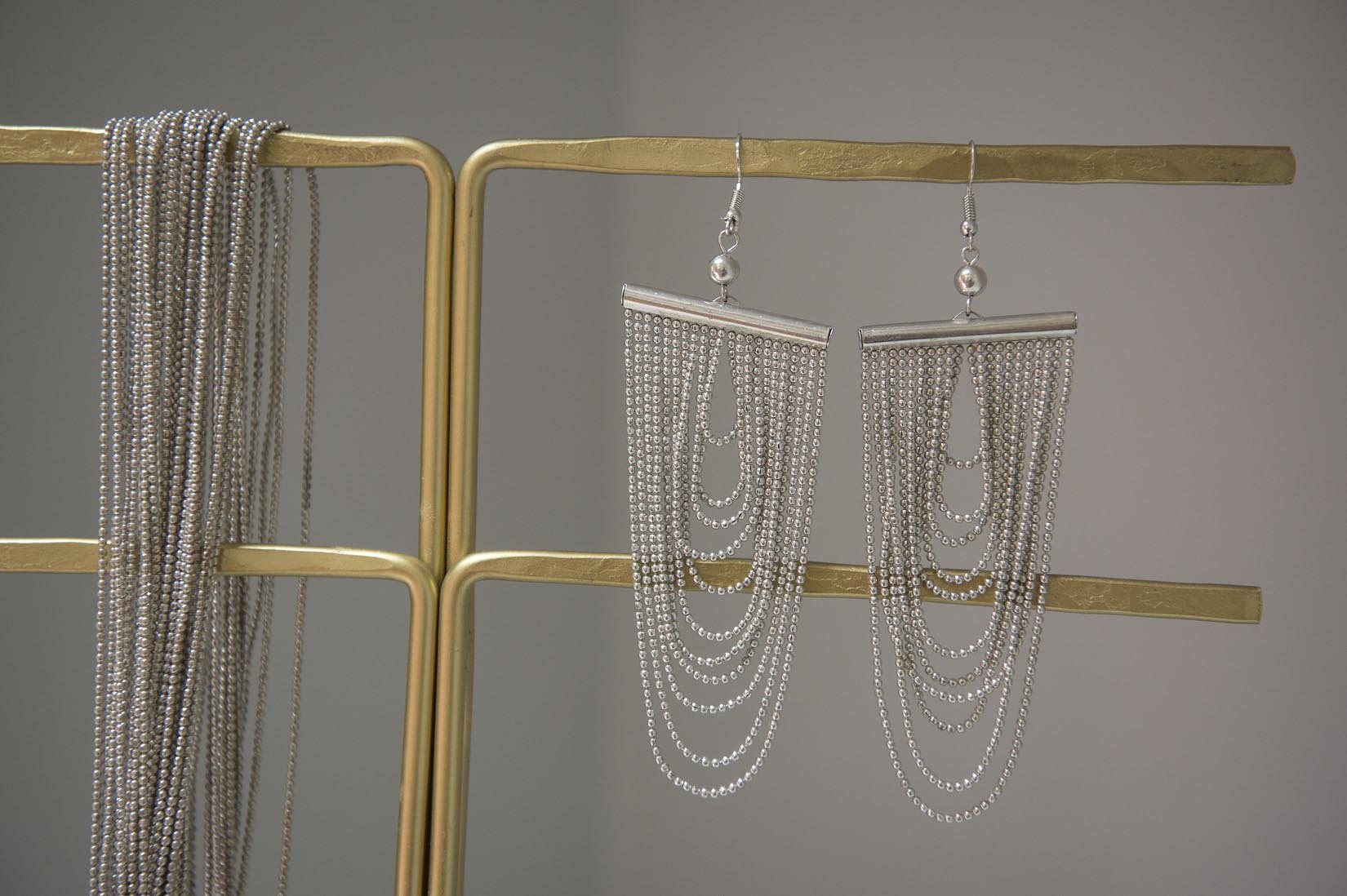 Silver metal chain earrings - Natalia Willmott
