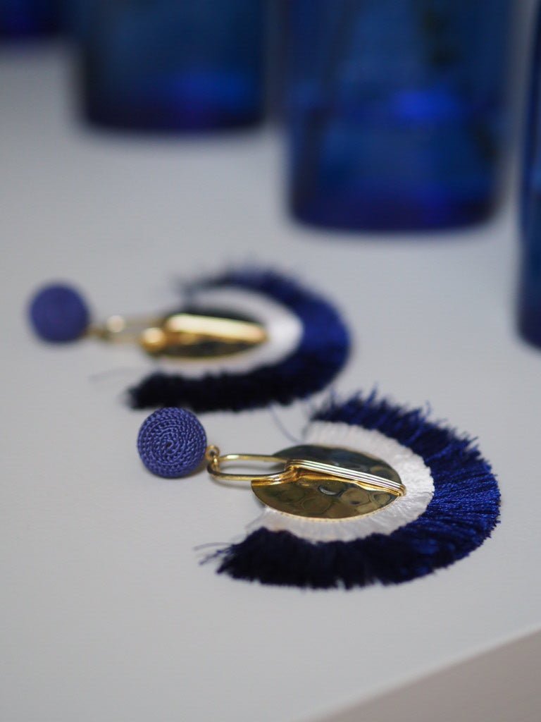 Statement tassel earrings royal blue - Natalia Willmott