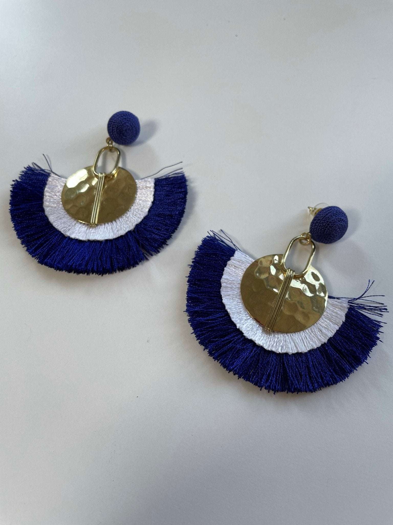 Statement tassel earrings royal blue - Natalia Willmott