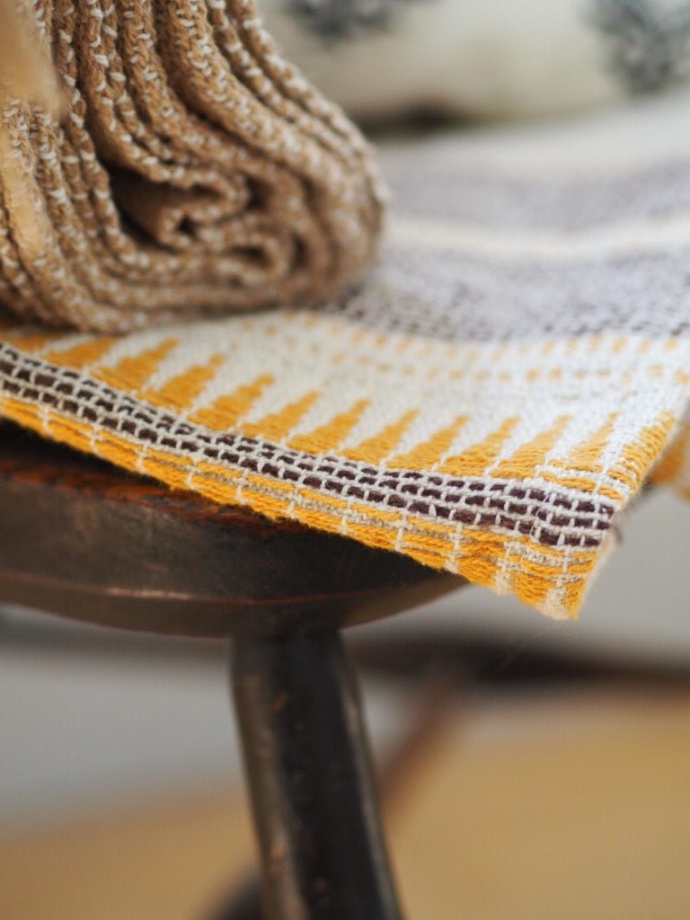 Striped woven honey throw/ blanket with fringes - Natalia Willmott