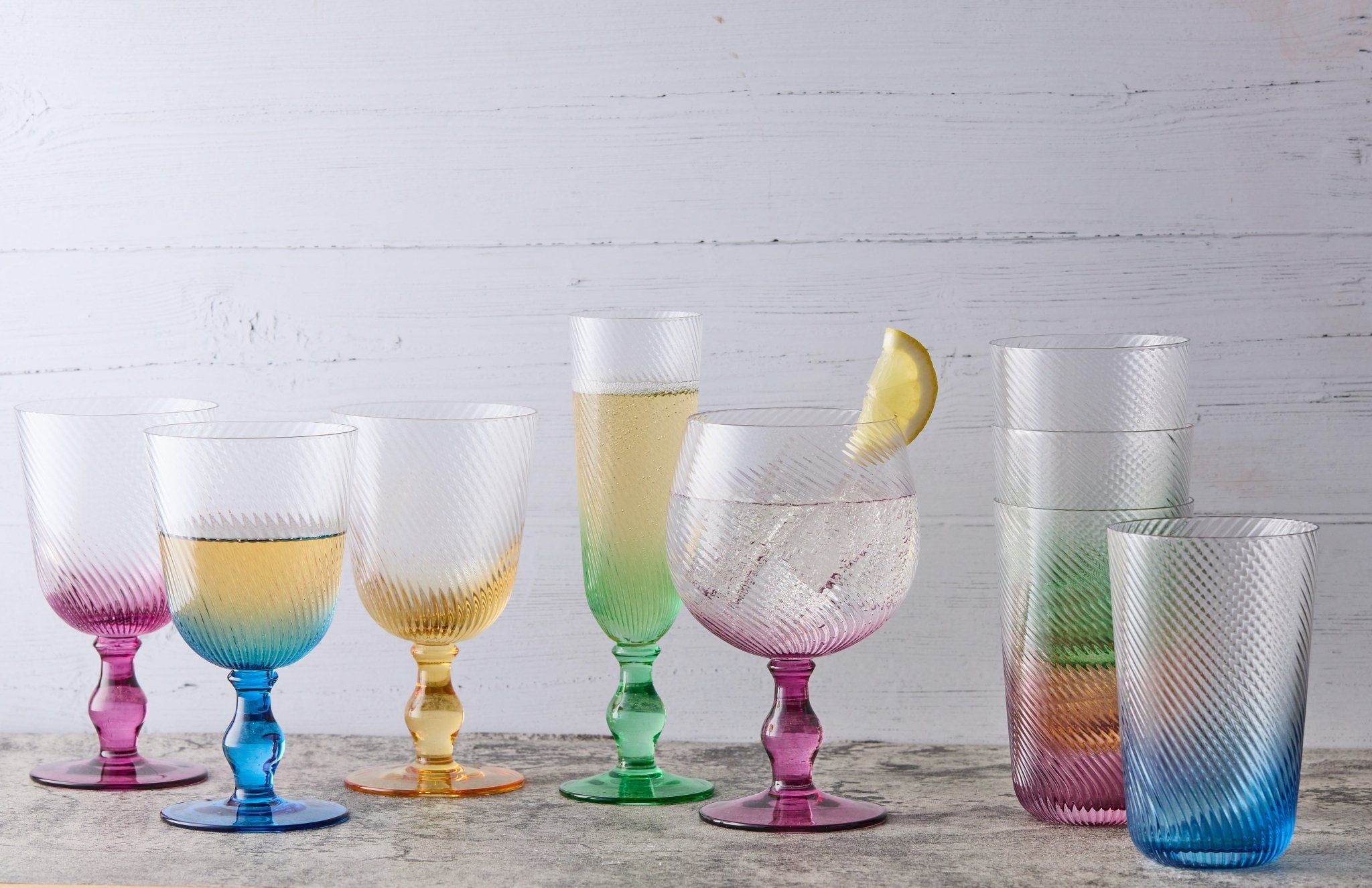 Swirl set of 4 coloured glasses - Natalia Willmott