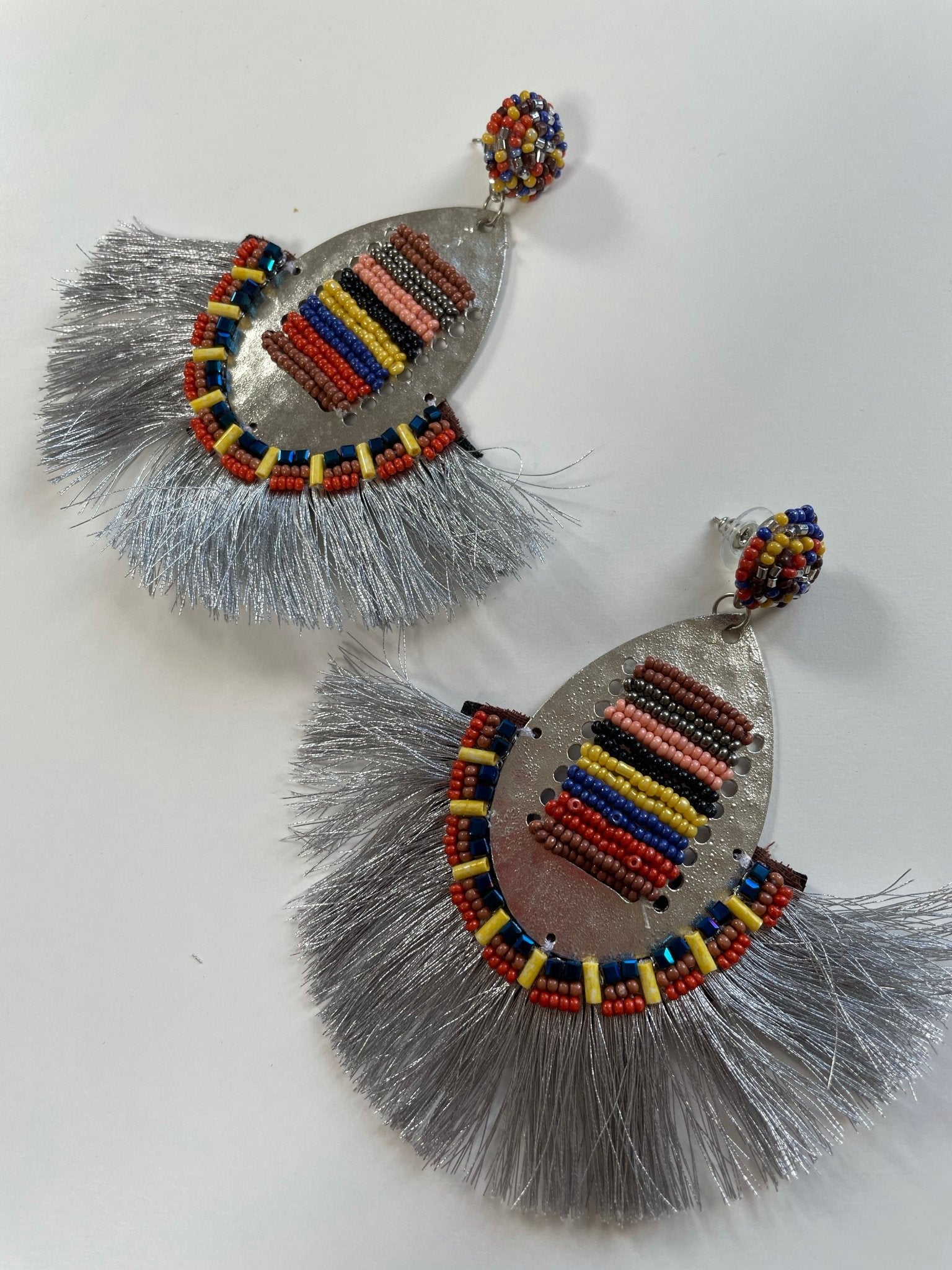 Totem Beaded and fringed earrings - Natalia Willmott