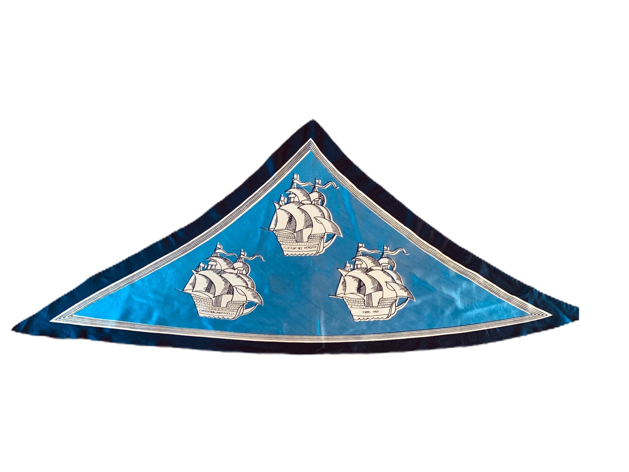 Vintage blue triangle 'boats’ silk scarf - Natalia Willmott