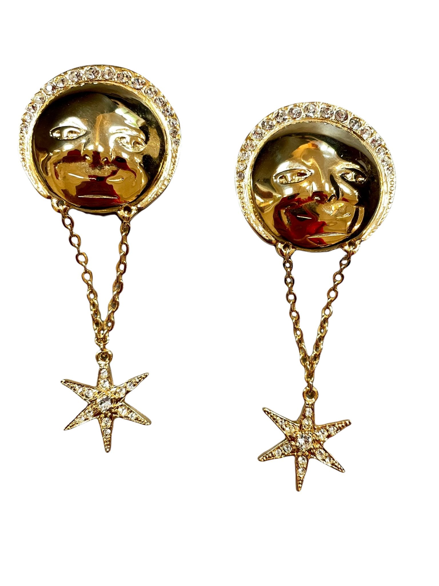 Vintage Butler and Wilson smiling moon and star clip on earrings - Natalia Willmott