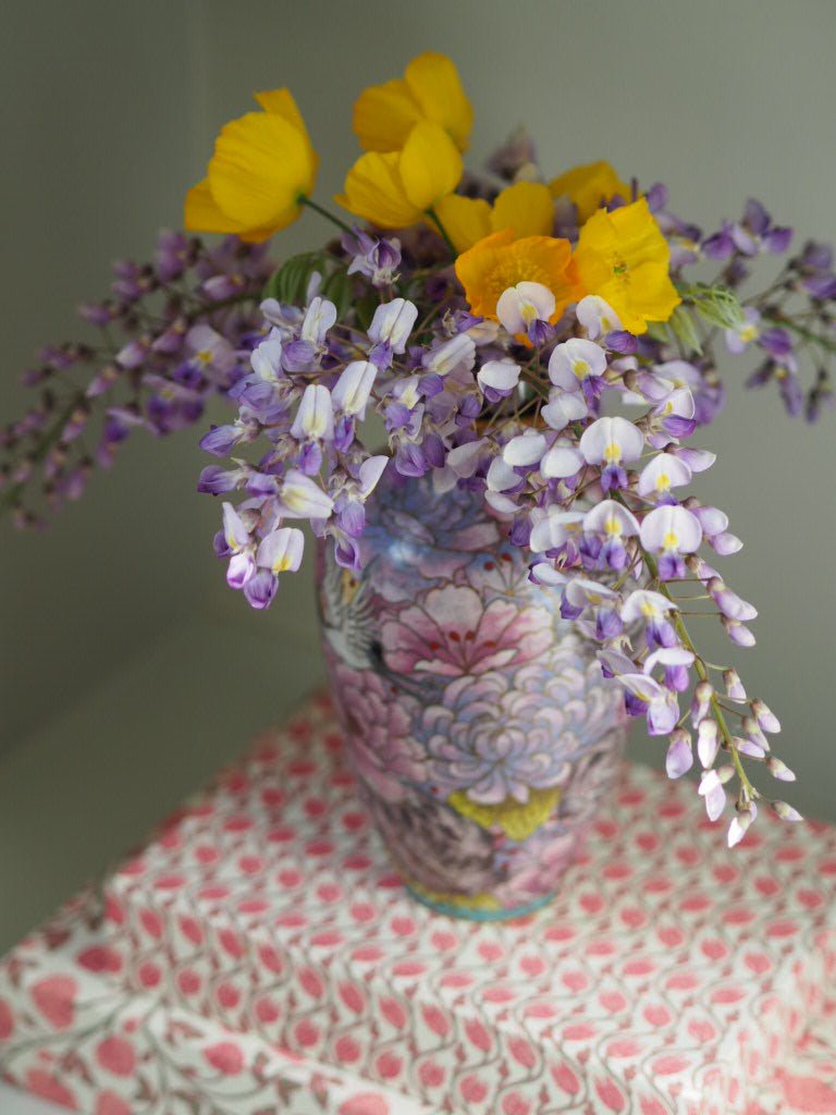 Vintage Cloisonné vase with flowers and crane - Natalia Willmott