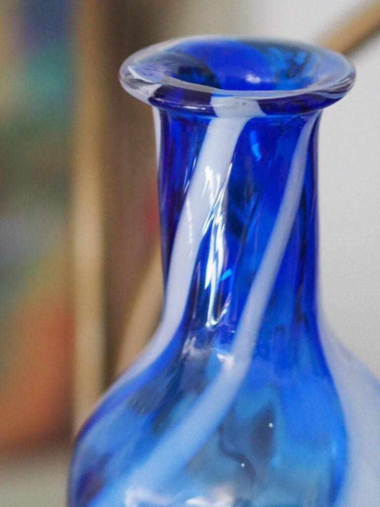 vintage Glass Alrose Empoli blue and white bottle - Natalia Willmott