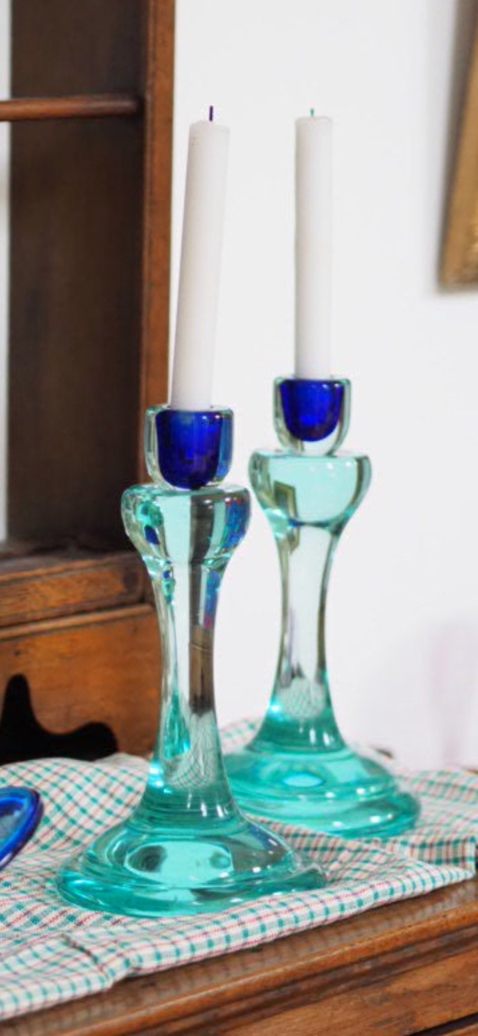 Vintage heavy glass candleholders - Natalia Willmott