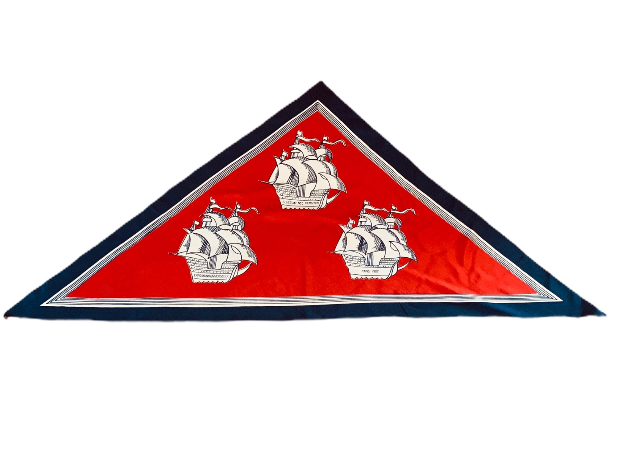Vintage red triangle 'boats’ silk scarf - Natalia Willmott