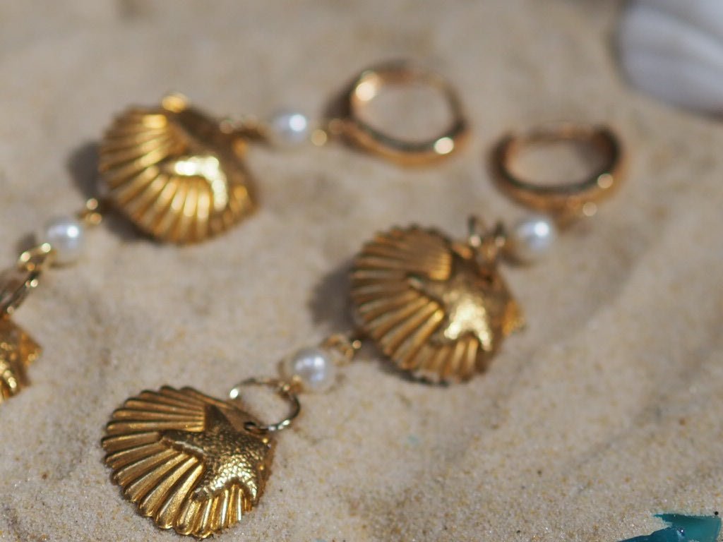 Vintage shell gold plated earrings or necklace - Natalia Willmott