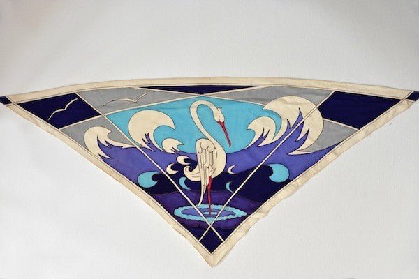 Vintage triangle 'crane' silk scarf - Natalia Willmott