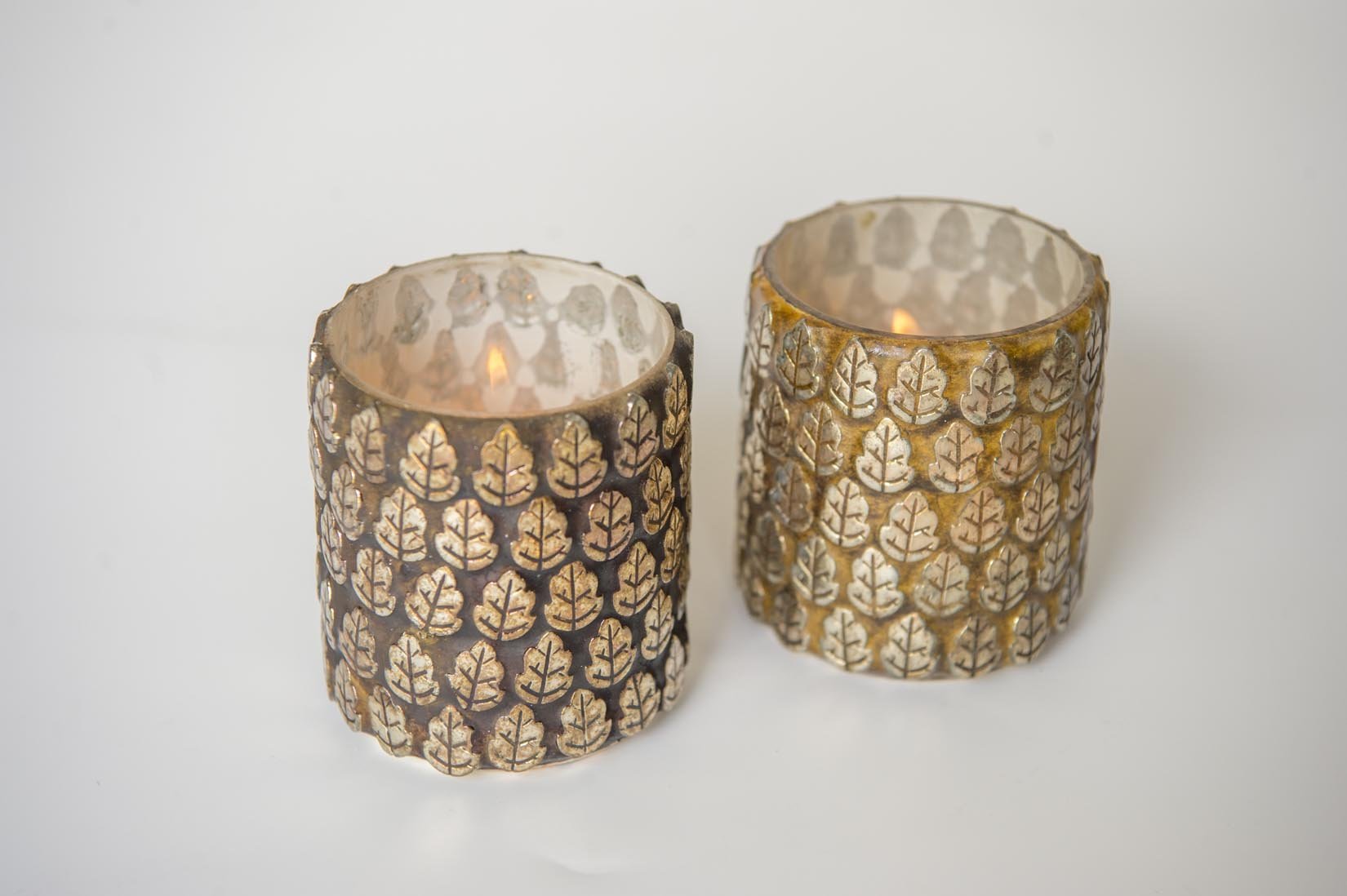 Votive tea light with leaf design in copper - Natalia Willmott